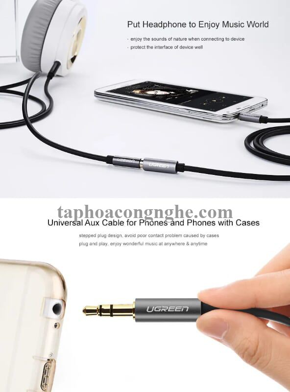 Ugreen 10779 0.5M màu Đen Cáp âm thanh 3.5mm nối dài AV118 30010779